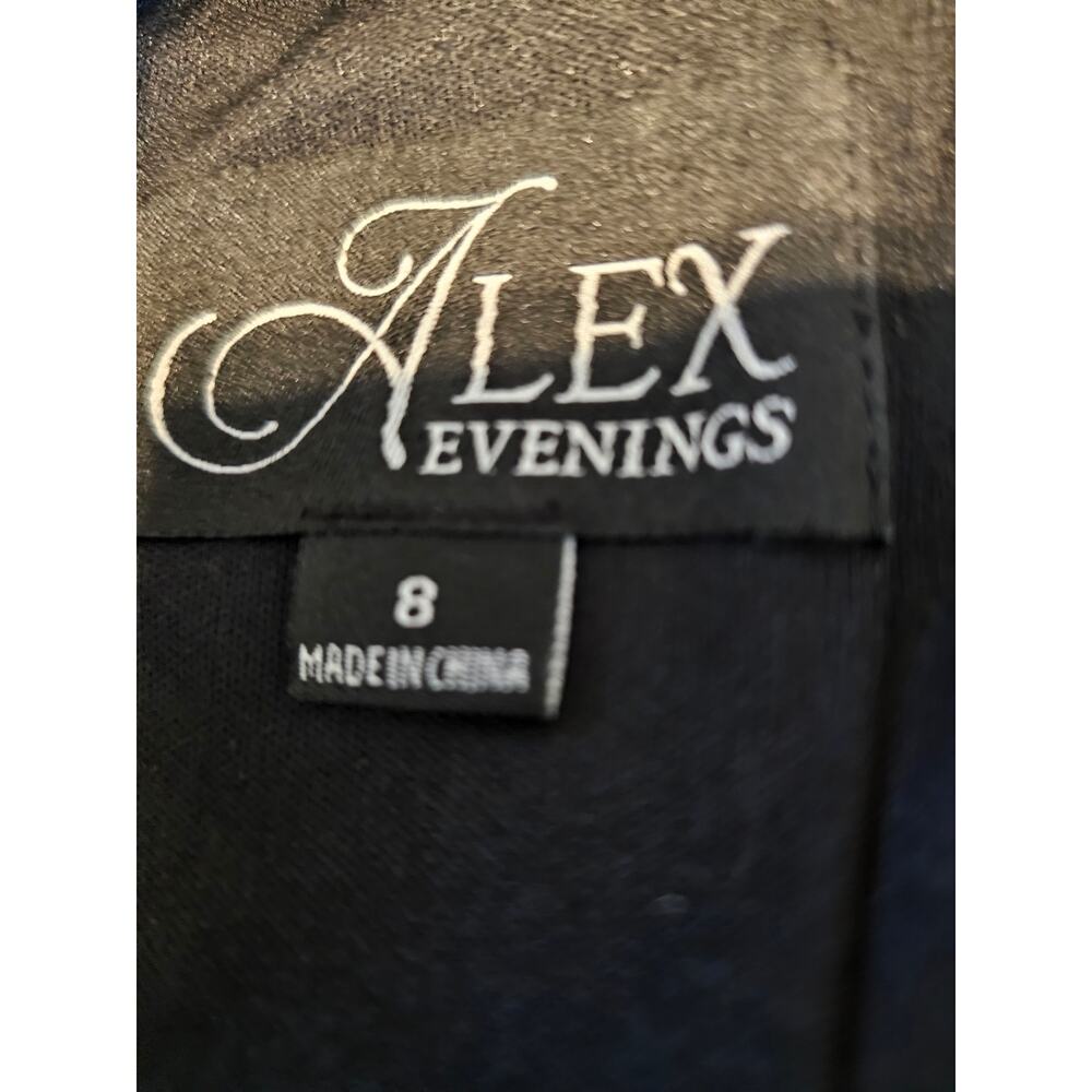 Alex Evenings Size 8 Black Rhinestone Beaded Neck Mesh  Cocktail Dress - Picture 5 of 6